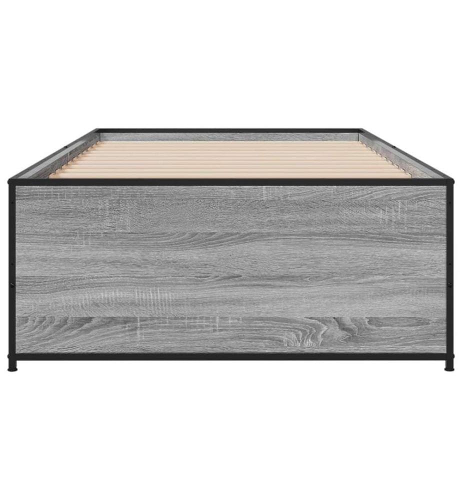 Cadre de lit sonoma gris 90x190 cm bois d'ingénierie et métal