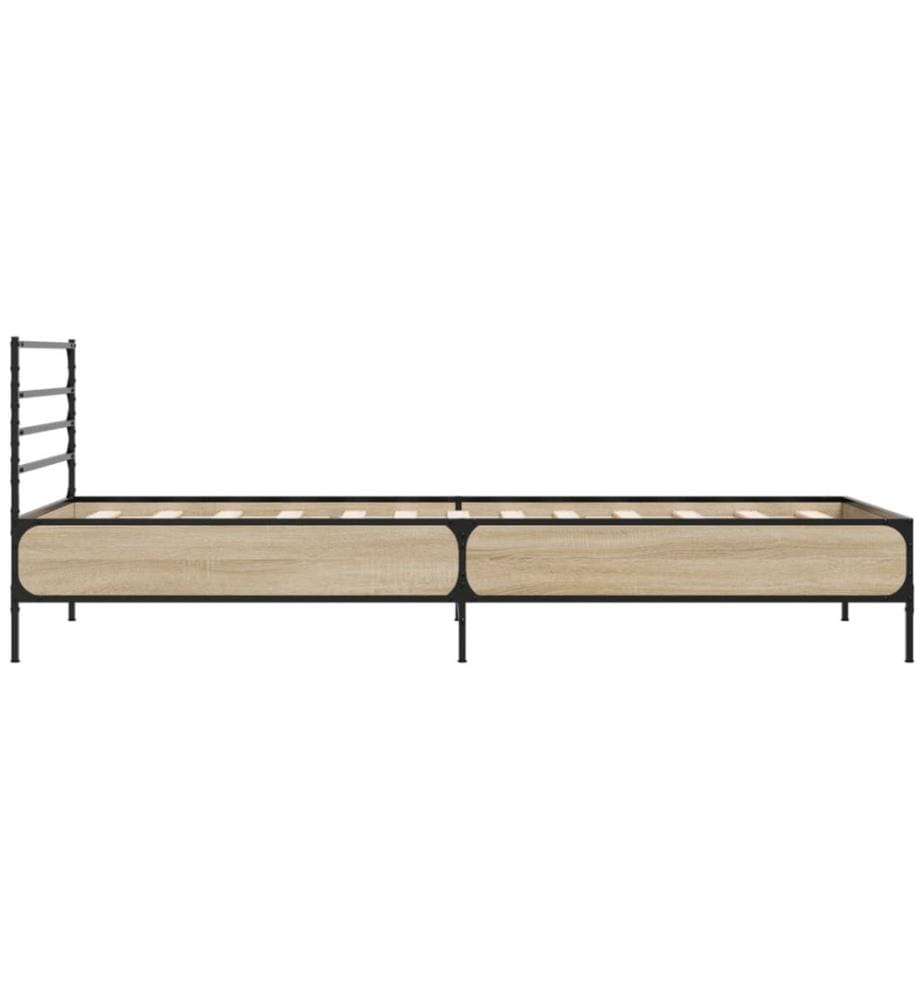 Cadre de lit chêne sonoma 90x190 cm bois d'ingénierie et métal