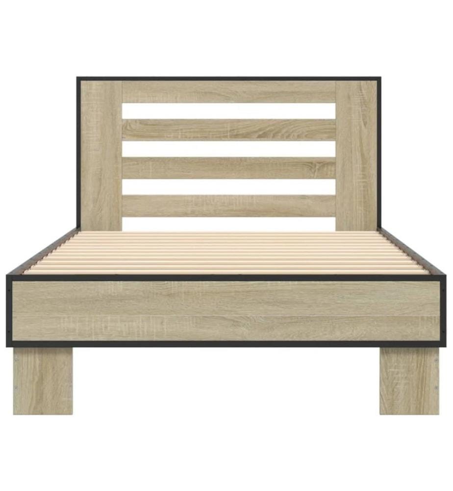 Cadre de lit chêne sonoma 90x190 cm bois d'ingénierie et métal