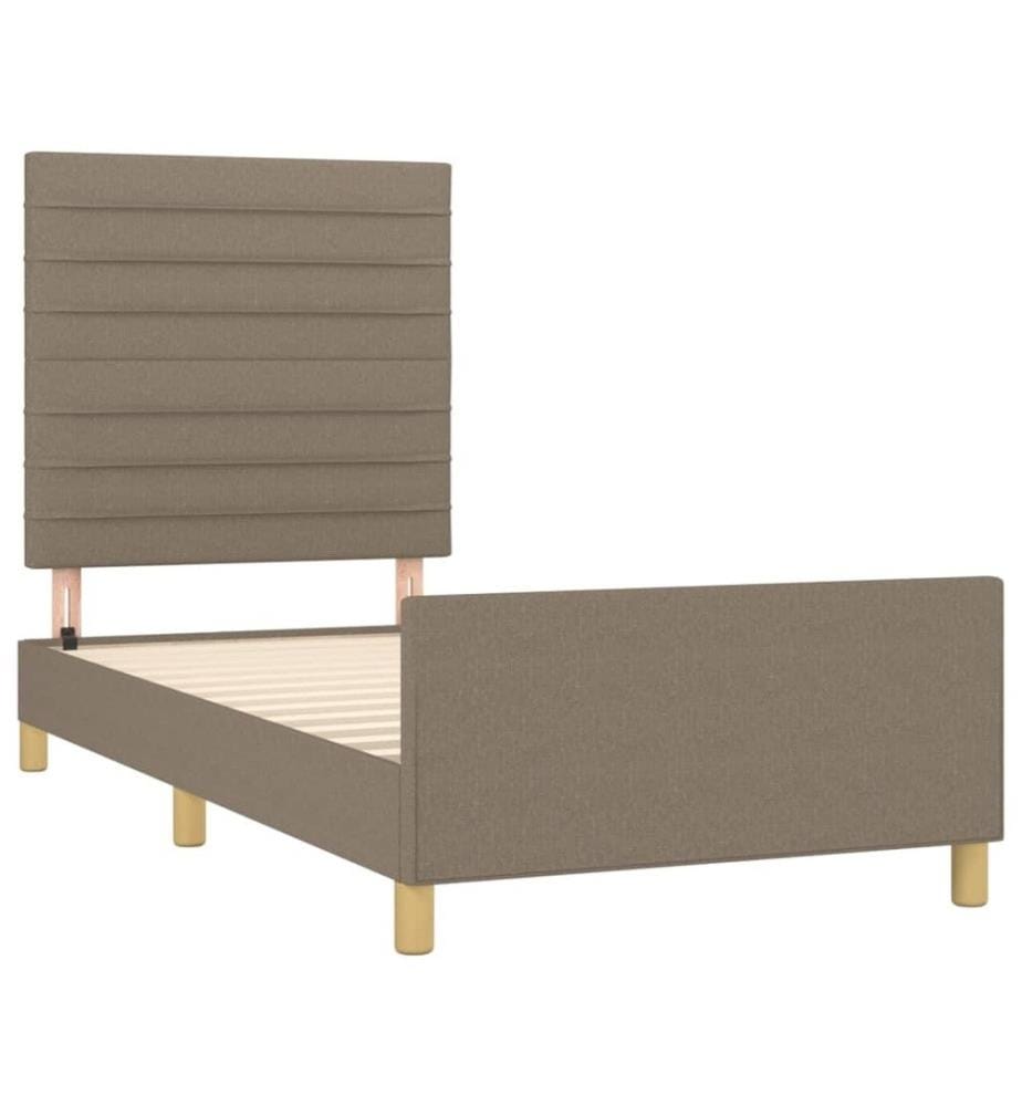 Cadre de lit avec tête de lit Taupe 90x200 cm Tissu