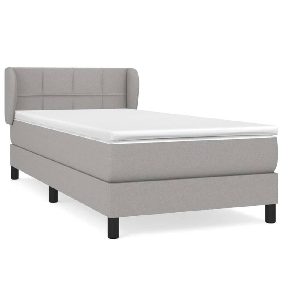 Boxspringbett mit Matratze Hellgrau 90x190 cm Stoff
