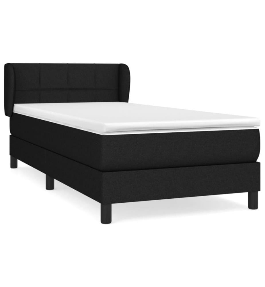 Lit à sommier tapissier avec matelas Noir 90x190 cm Tissu