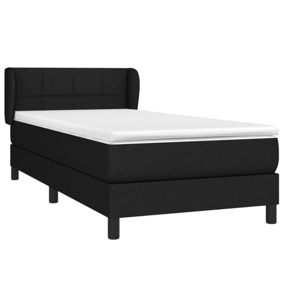 Lit à sommier tapissier avec matelas Noir 90x190 cm Tissu