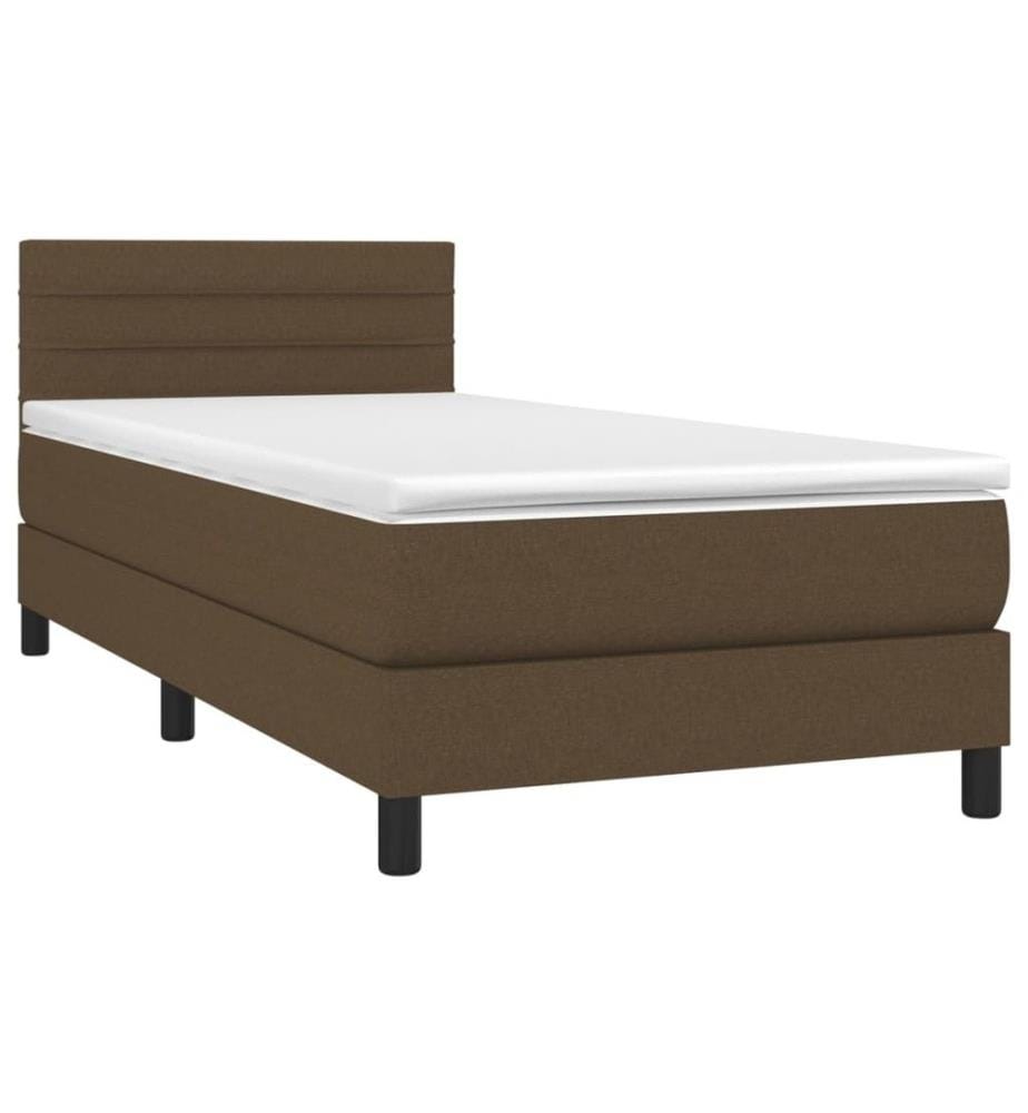 Boxspringbett mit Matratze & LED Dunkelbraun 90x190 cm Stoff