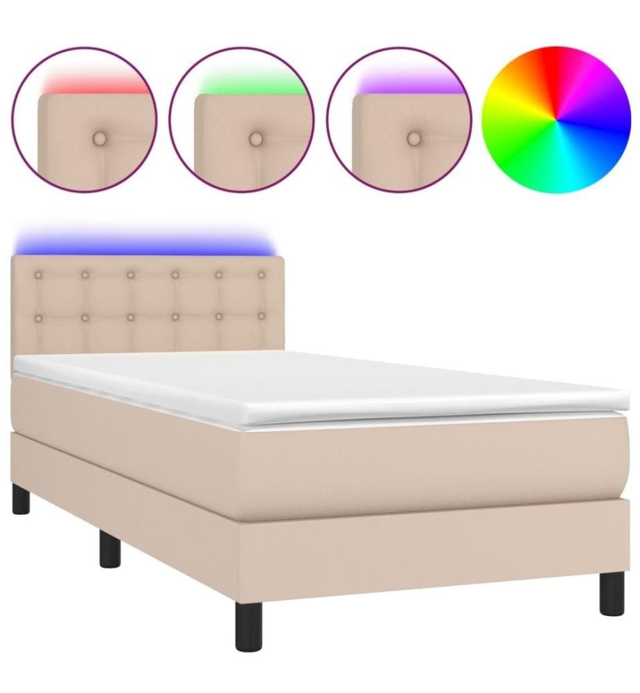 Boxspringbett mit Matratze & LED Cappuccino-Braun 90x190cm