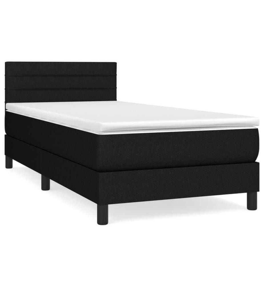 Lit à sommier tapissier avec matelas Noir 90x190 cm Tissu
