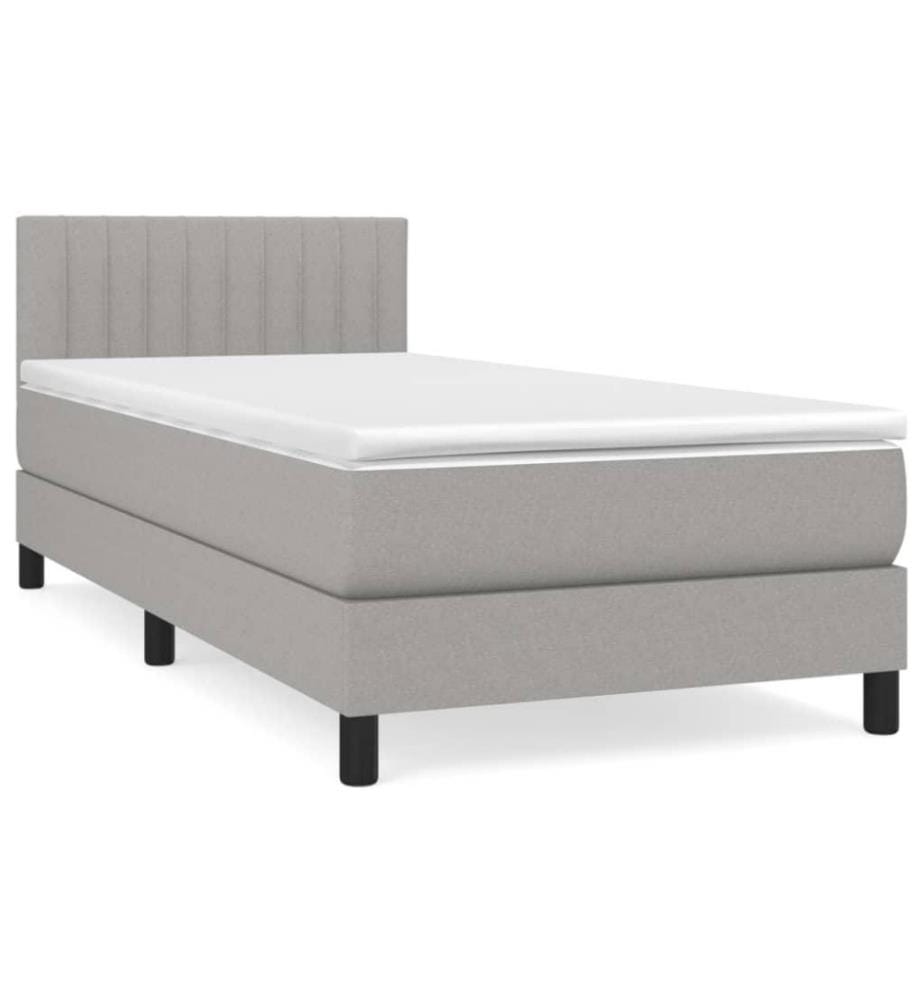 Lit à sommier tapissier et matelas Gris clair 90x190 cm Tissu