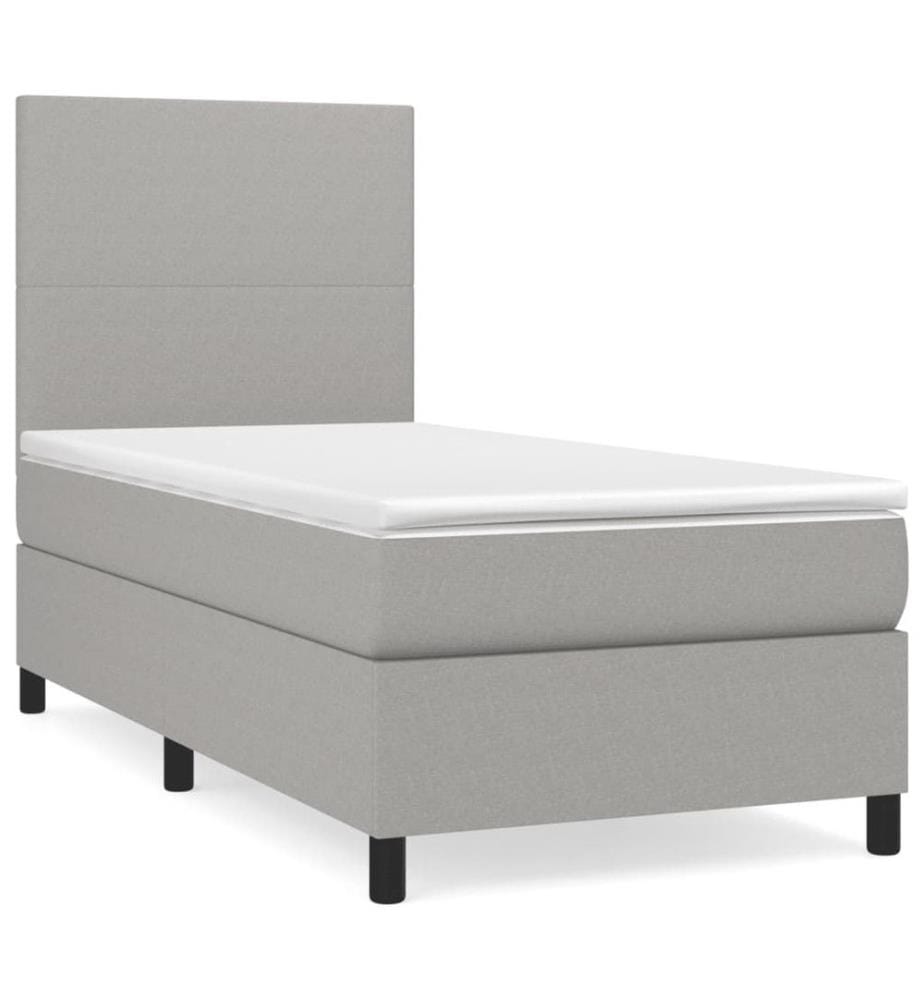 Lit à sommier tapissier et matelas Gris clair 90x190 cm Tissu