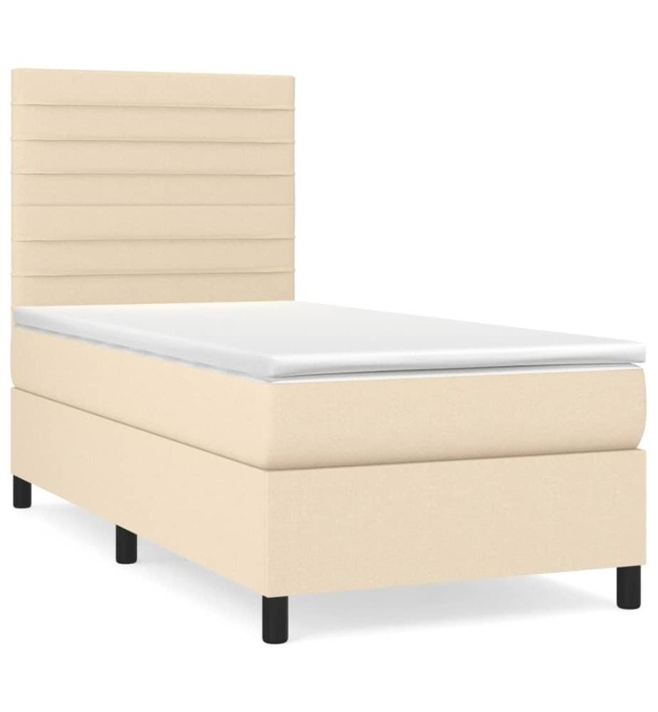 Lit à sommier tapissier et matelas Crème 90x190 cm Tissu