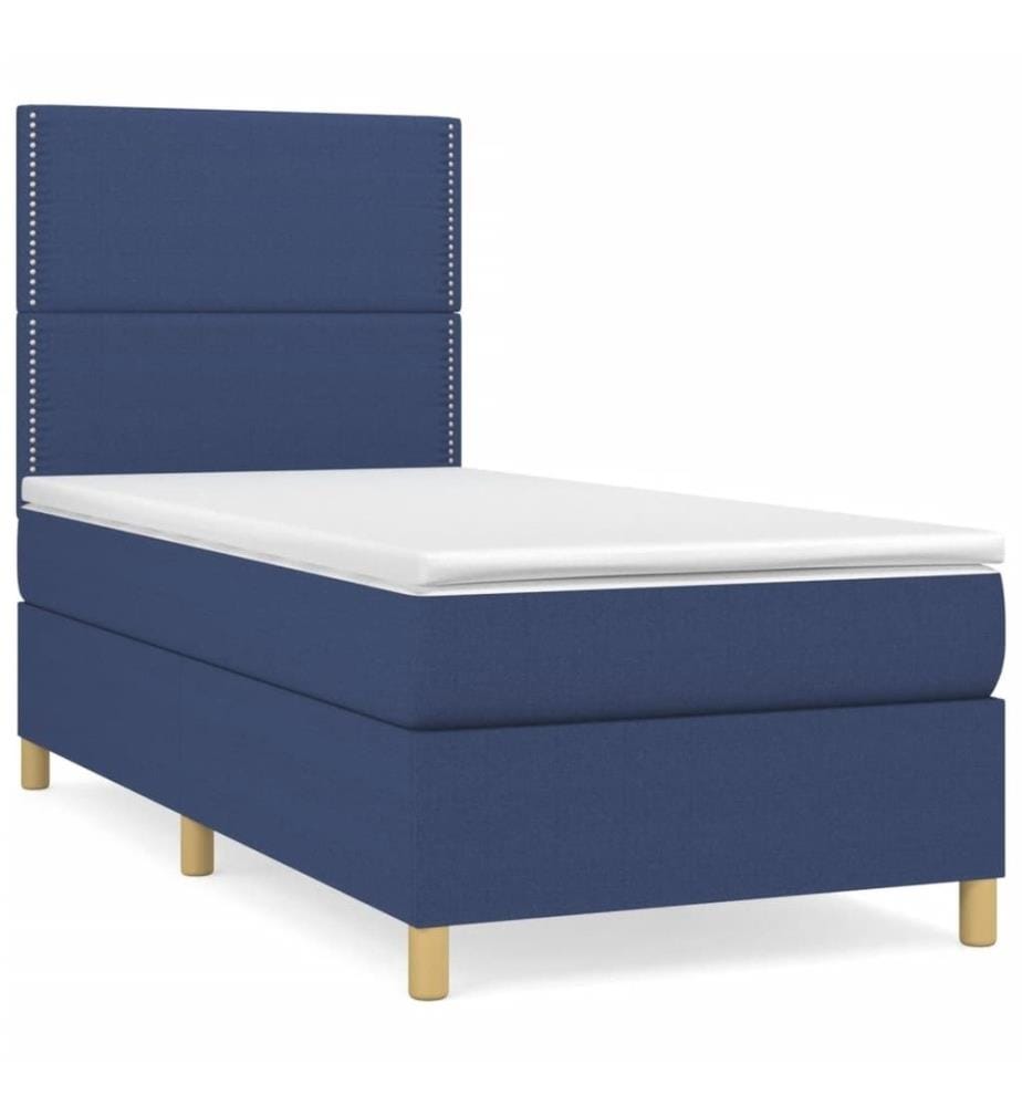 Lit à sommier tapissier avec matelas Bleu 90x190 cm Tissu
