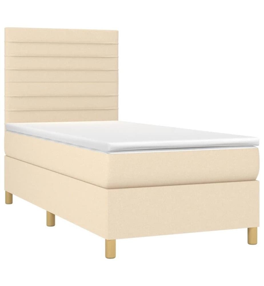 Lit à sommier tapissier et matelas Crème 90x190 cm Tissu