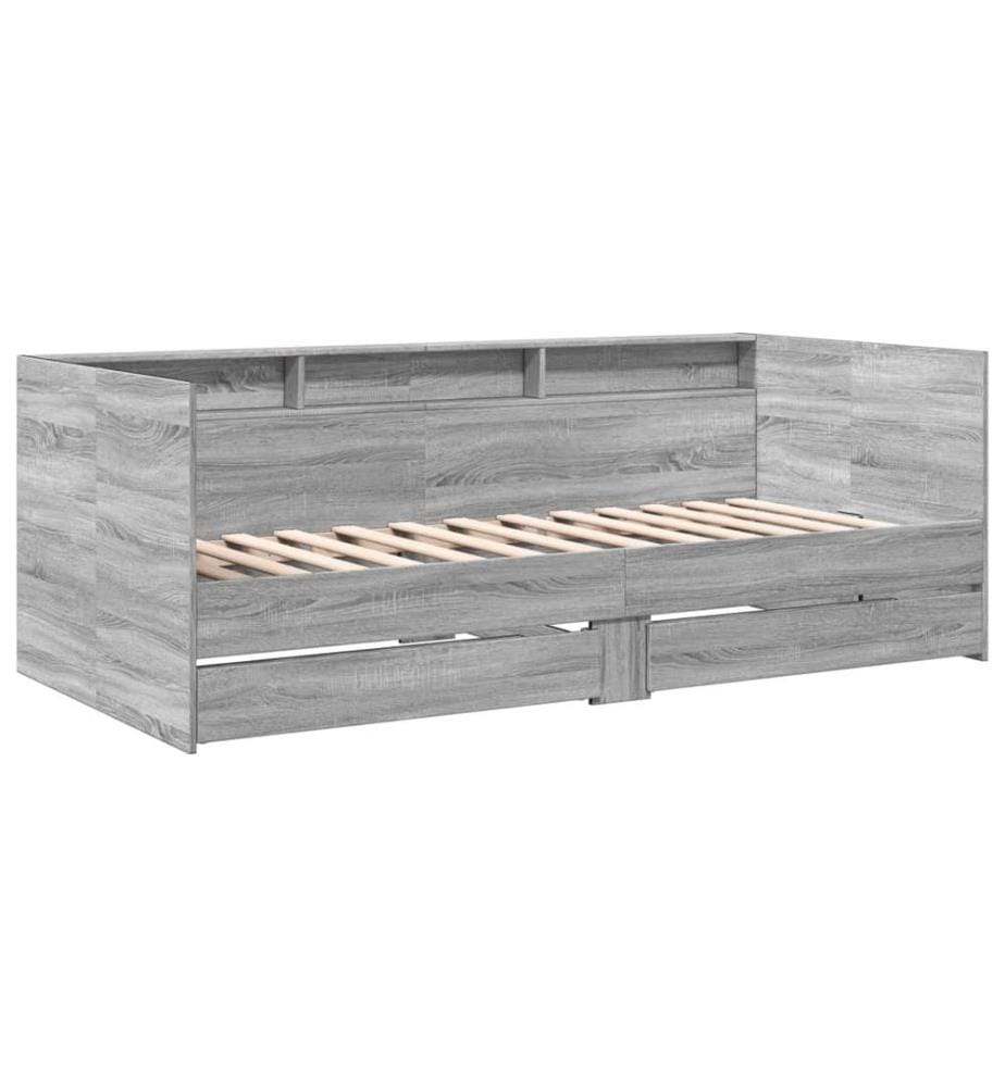 Tagesbett mit Schubladen Grau Sonoma 90x190 cm Holzwerkstoff