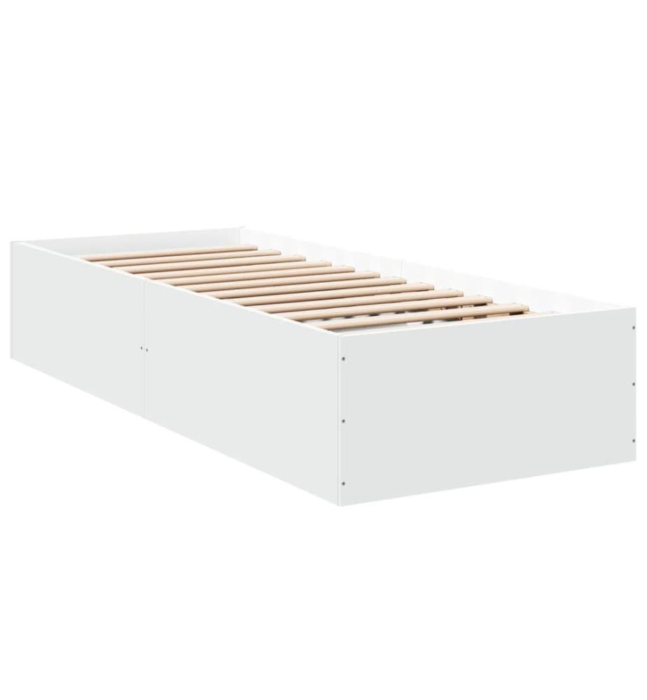 Cadre de lit blanc 90x190 cm bois d'ingénierie