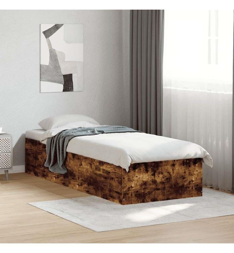 Bettgestell Räuchereiche 90x190 cm Holzwerkstoff