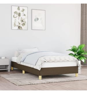 Cadre de lit Marron foncé 90x200 cm Tissu