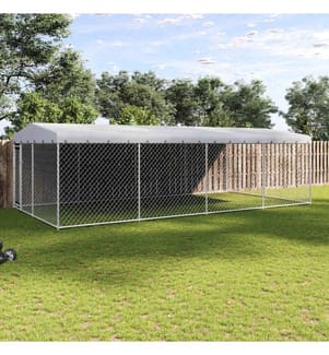 Chenil extérieur avec toit pour chiens 7,6x3,8x2,3 m