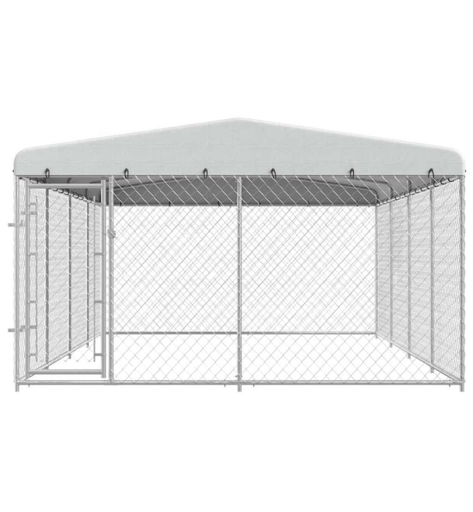 Chenil extérieur avec toit pour chiens 7,6x3,8x2,3 m