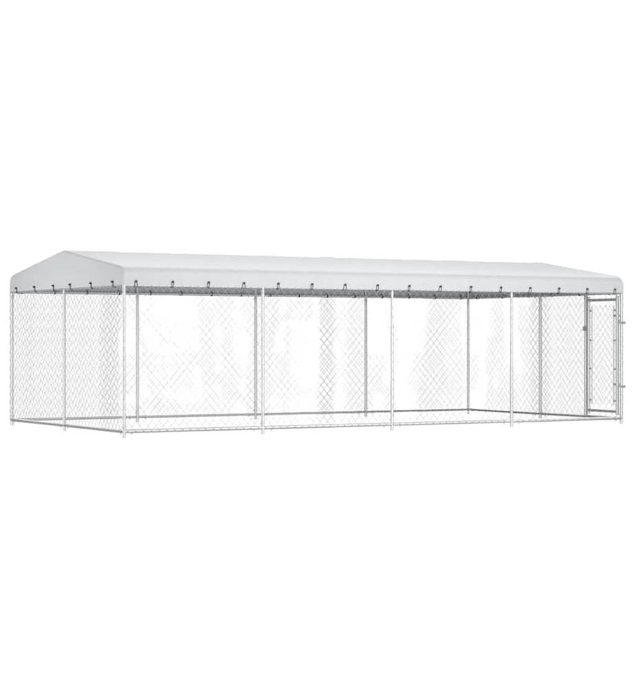 Chenil extérieur avec toit pour chiens 7,6x3,8x2,3 m