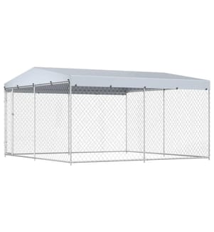 Chenil extérieur avec toit pour chiens 382x382x225 cm