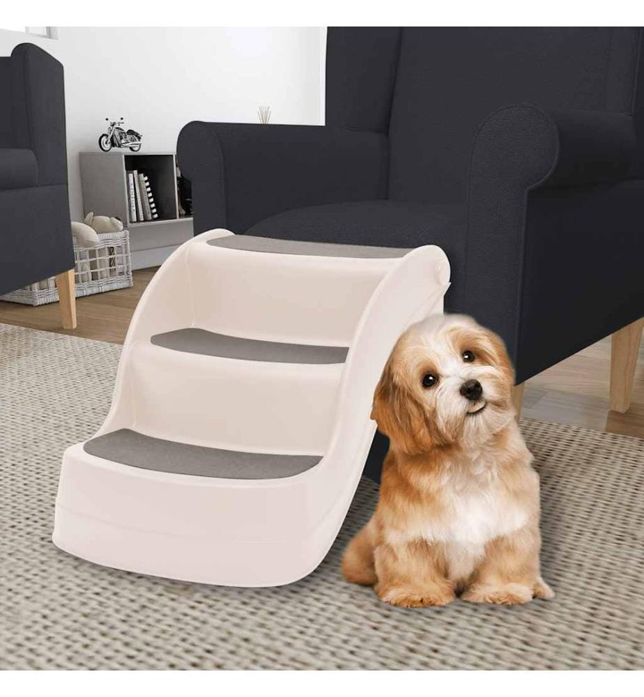 Hundetreppe mit 3 Stufen Klappbar Creme 50x38x38 cm Kunststoff