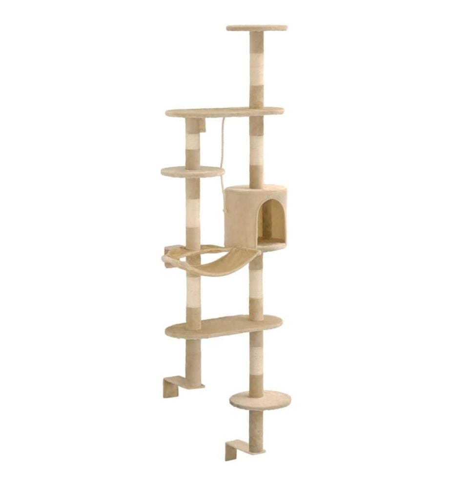 Wandkratzbaum mit Sisal-Kratzsäulen 194 cm Beige