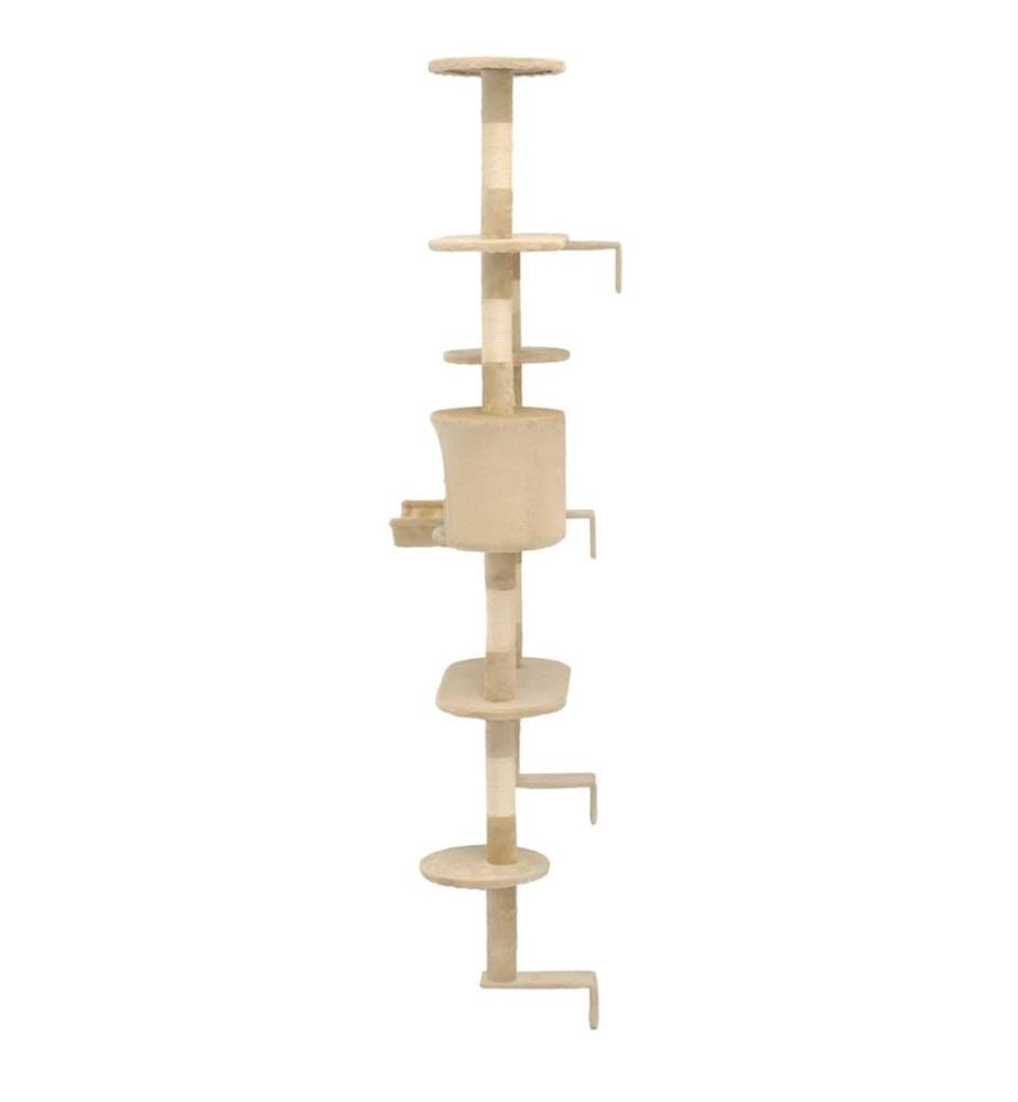 Wandkratzbaum mit Sisal-Kratzsäulen 194 cm Beige
