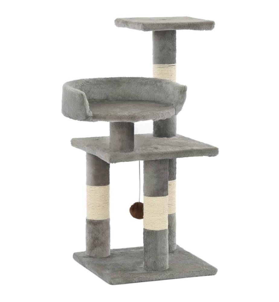 Katzen-Kratzbaum mit Sisal-Kratzsäulen 65 cm Grau