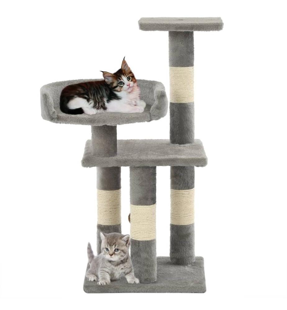 Katzen-Kratzbaum mit Sisal-Kratzsäulen 65 cm Grau