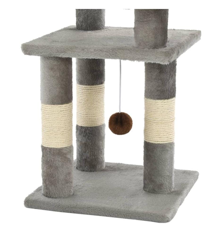 Katzen-Kratzbaum mit Sisal-Kratzsäulen 65 cm Grau