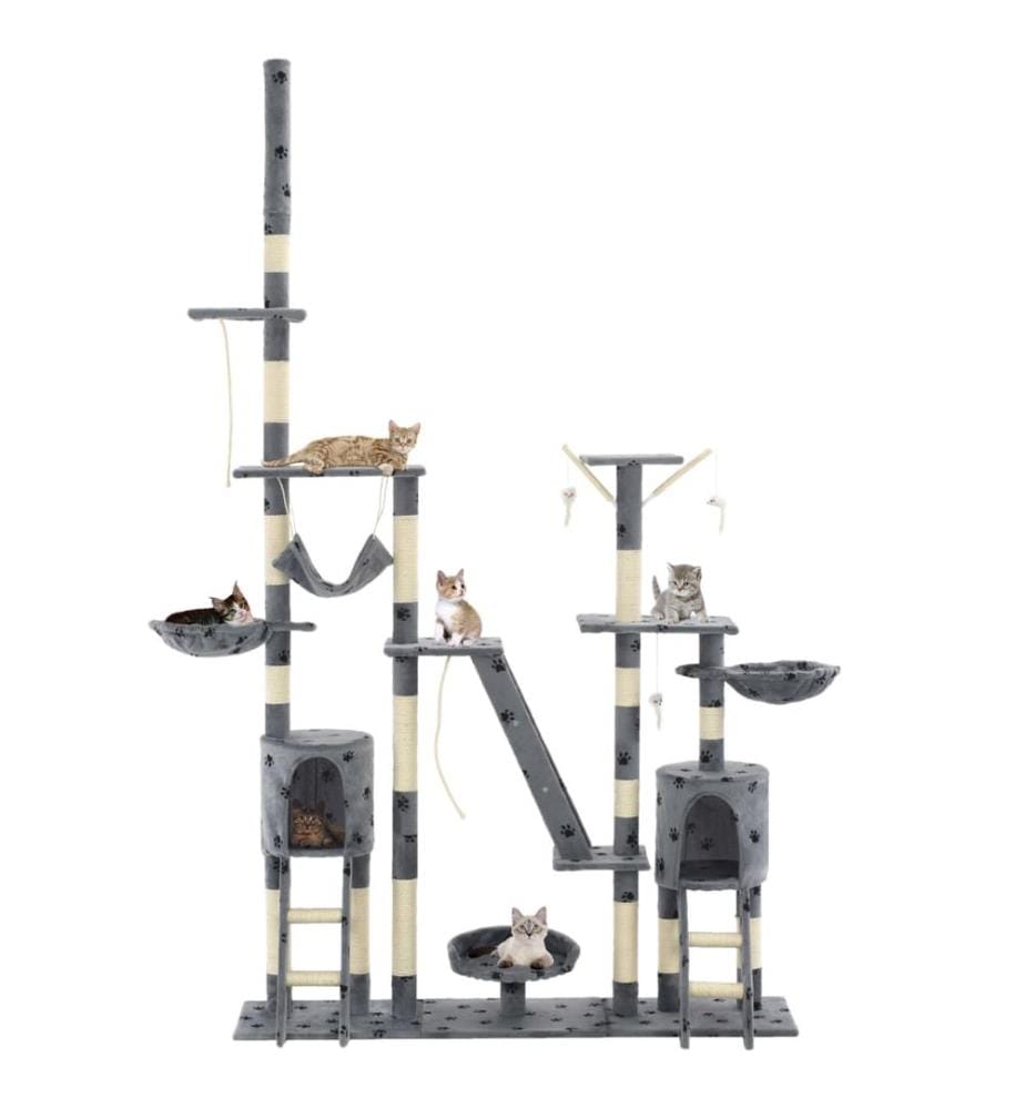 Arbre à chat et griffoirs 230-250 cm Empreintes de pattes Gris