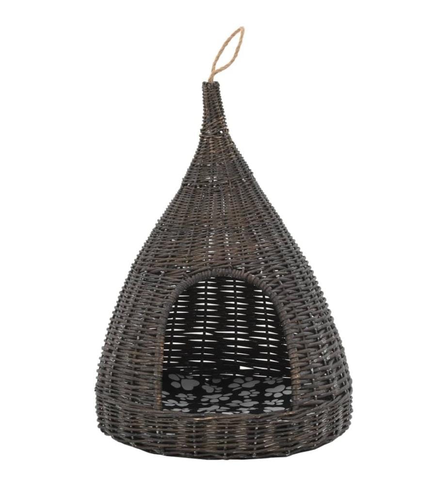 Panier pour chats avec coussin Gris 40x60 cm Saule naturel