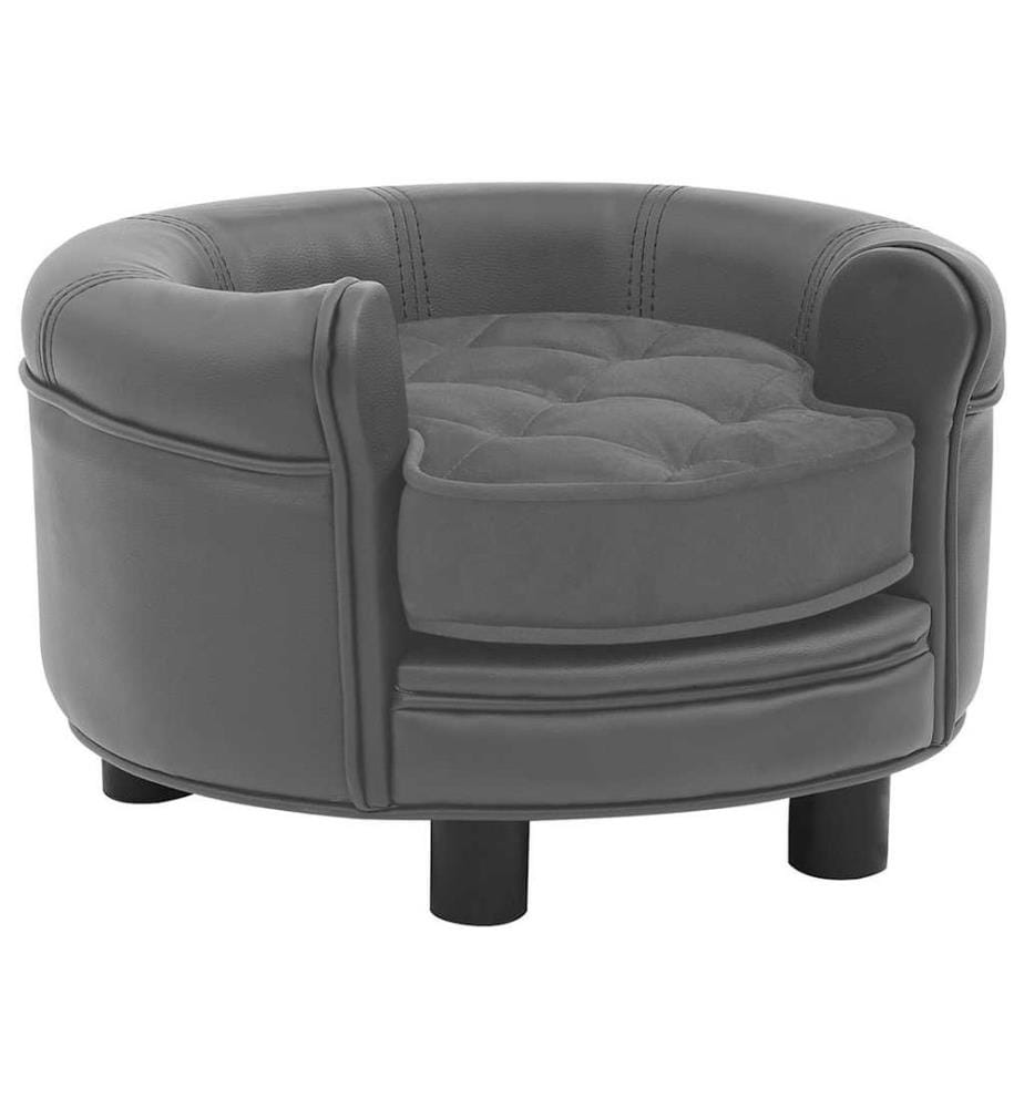 Hundesofa Grau 48x48x32 cm Plüsch und Kunstleder