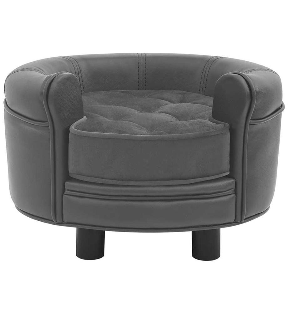 Hundesofa Grau 48x48x32 cm Plüsch und Kunstleder
