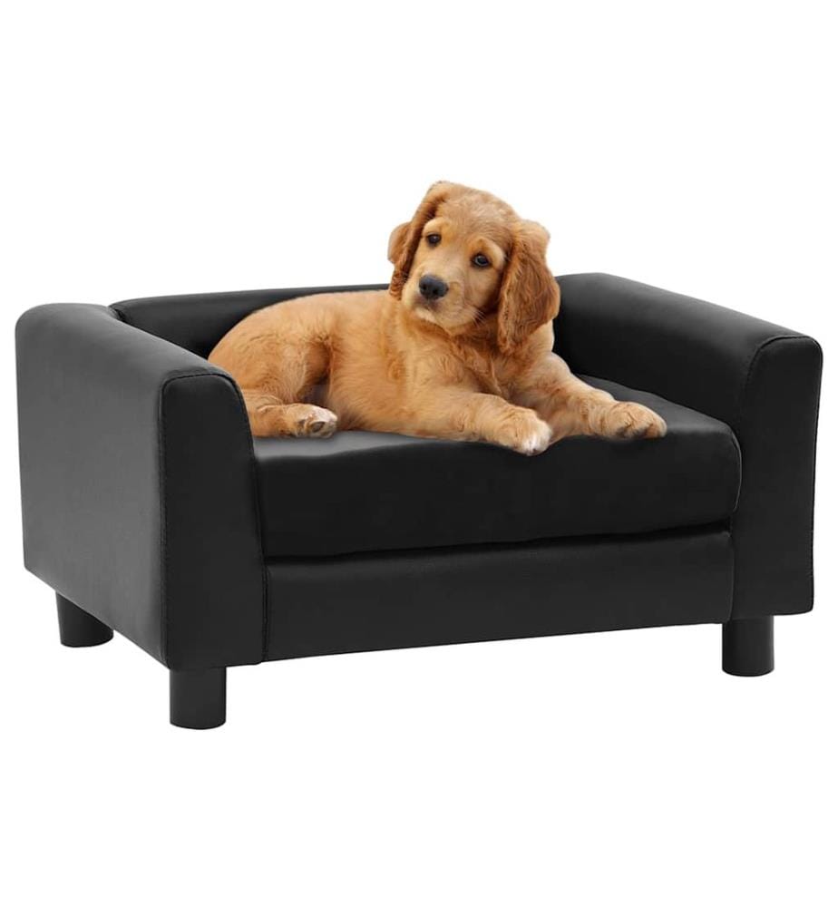 Hundesofa Schwarz 60x43x30 cm Plüsch und Kunstleder