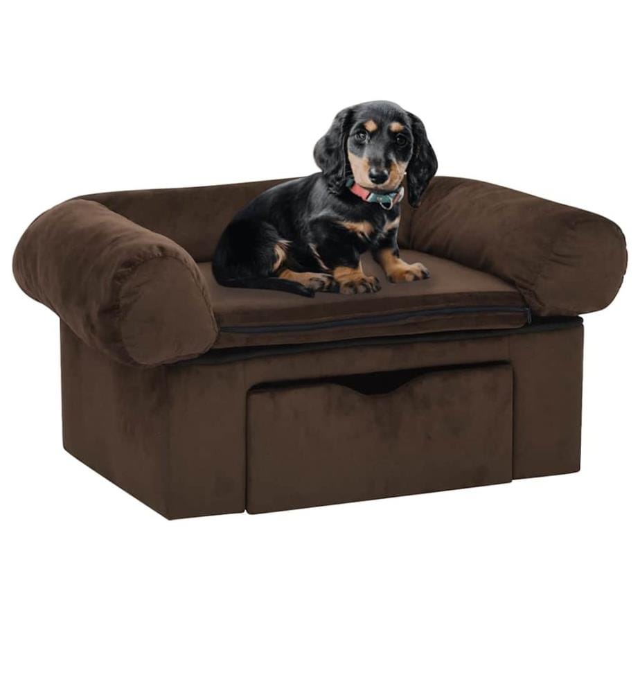 Hundesofa mit Schublade Braun 75x50x38 cm Plüsch