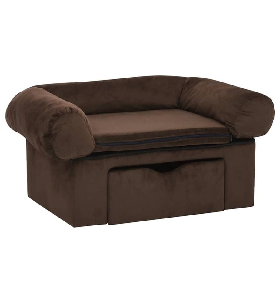 Hundesofa mit Schublade Braun 75x50x38 cm Plüsch