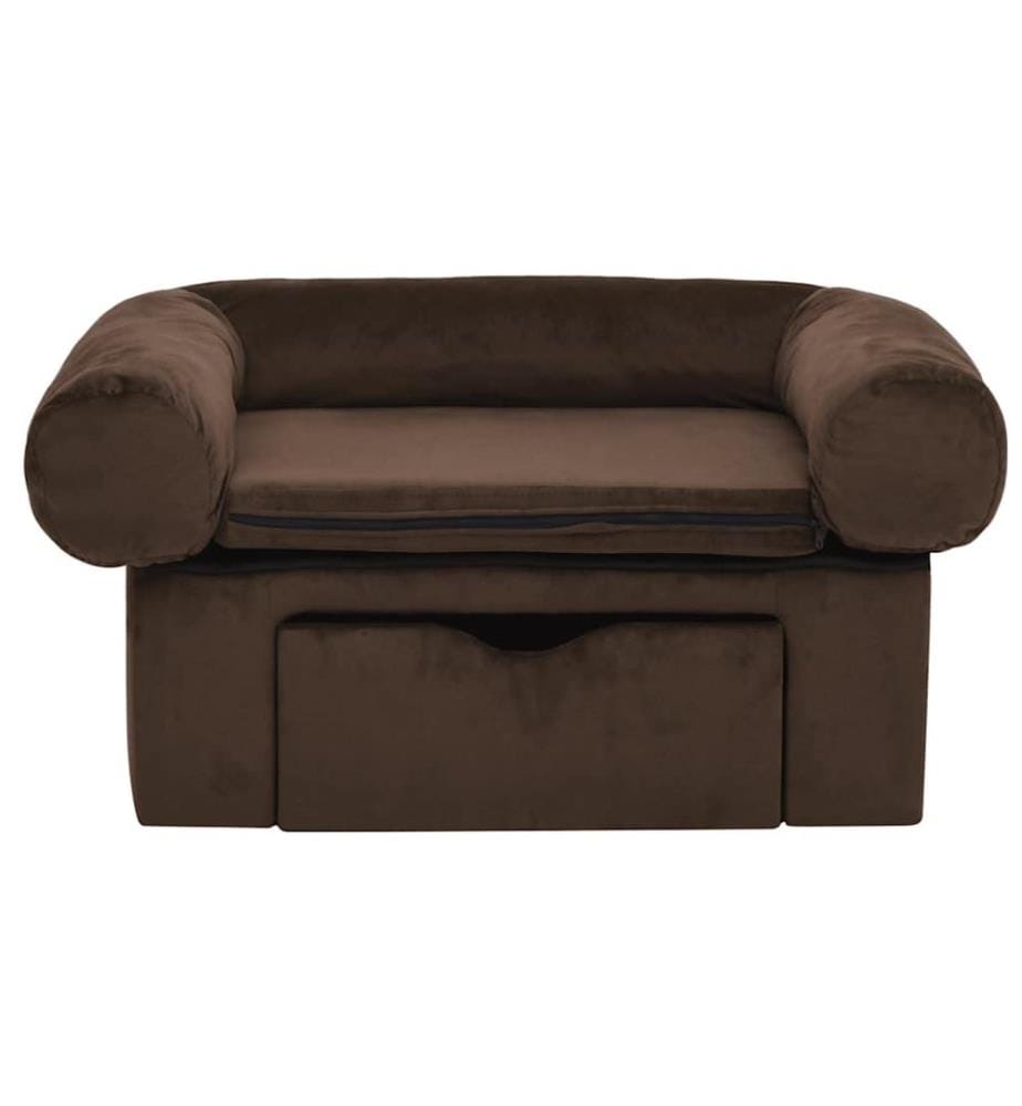 Hundesofa mit Schublade Braun 75x50x38 cm Plüsch