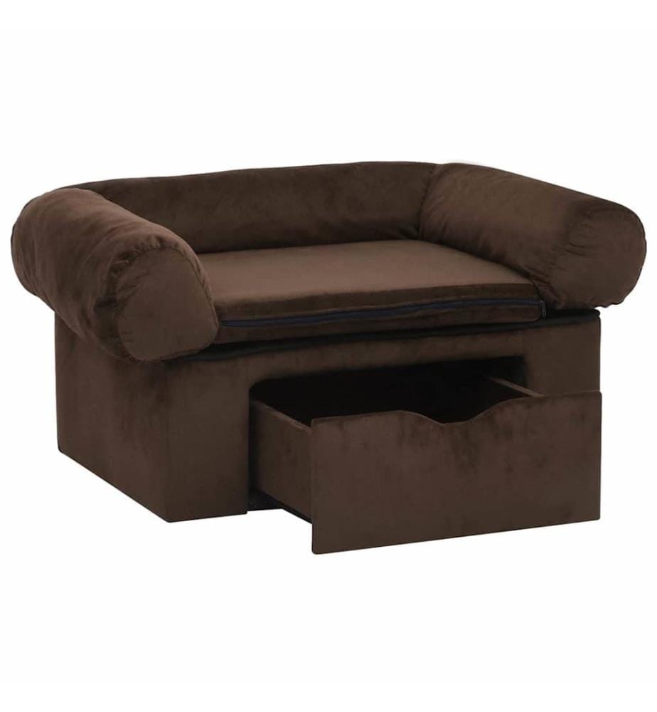 Hundesofa mit Schublade Braun 75x50x38 cm Plüsch