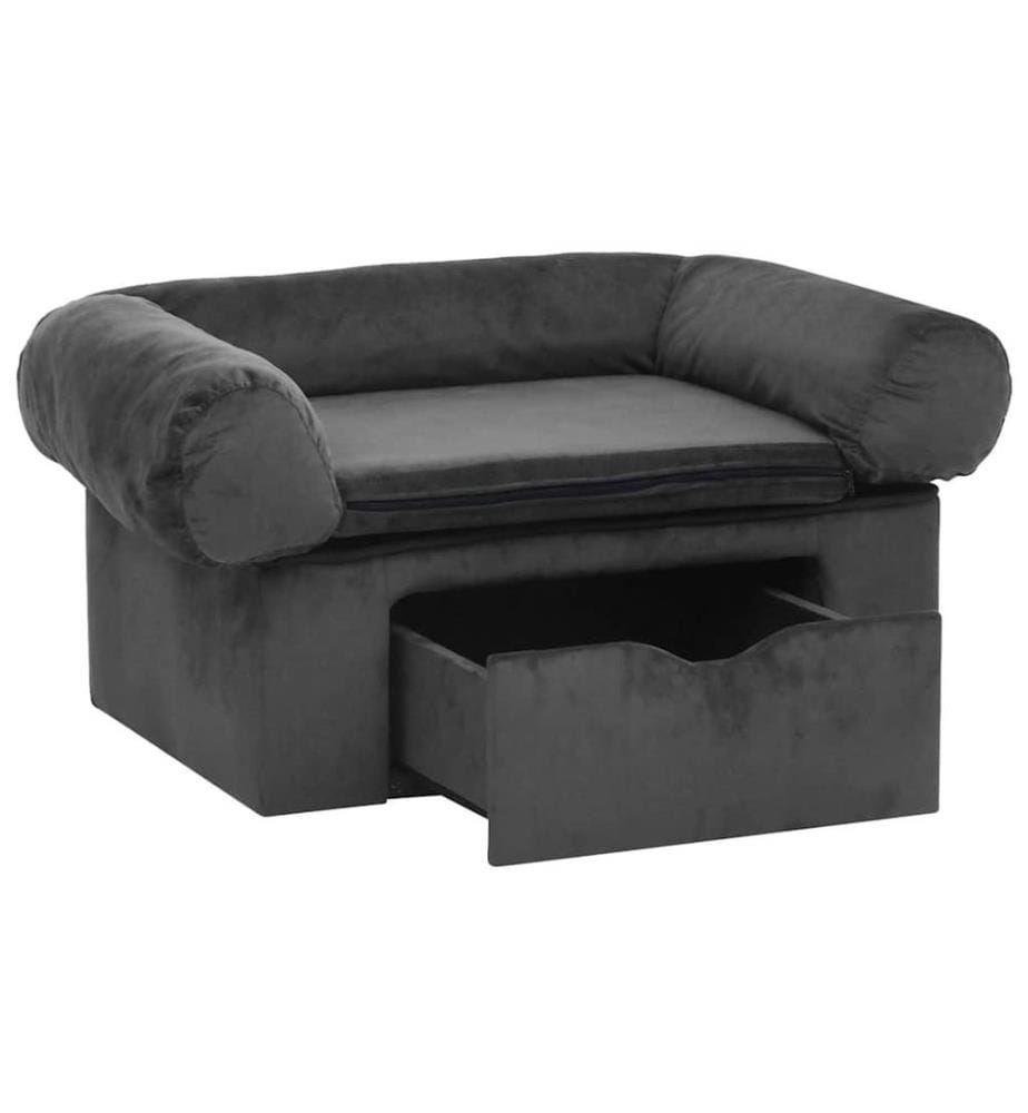Hundesofa mit Schublade Dunkelgrau 75x50x38 cm Plüsch
