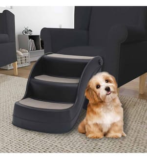 Hundetreppe mit 3 Stufen Klappbar Schwarz