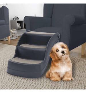 Hundetreppe mit 3 Stufen Klappbar Dunkelgrau