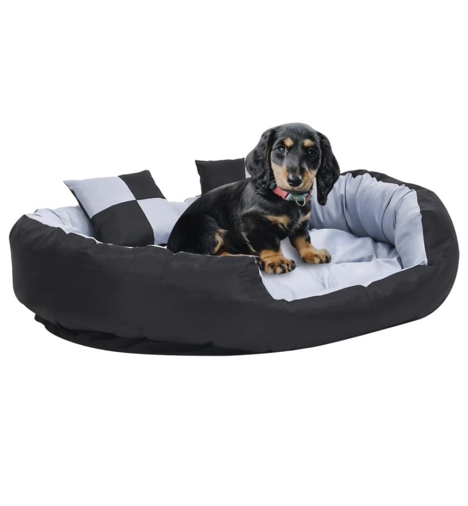 Hundekissen Wendbar und Waschbar Grau und Schwarz 110x80x23 cm