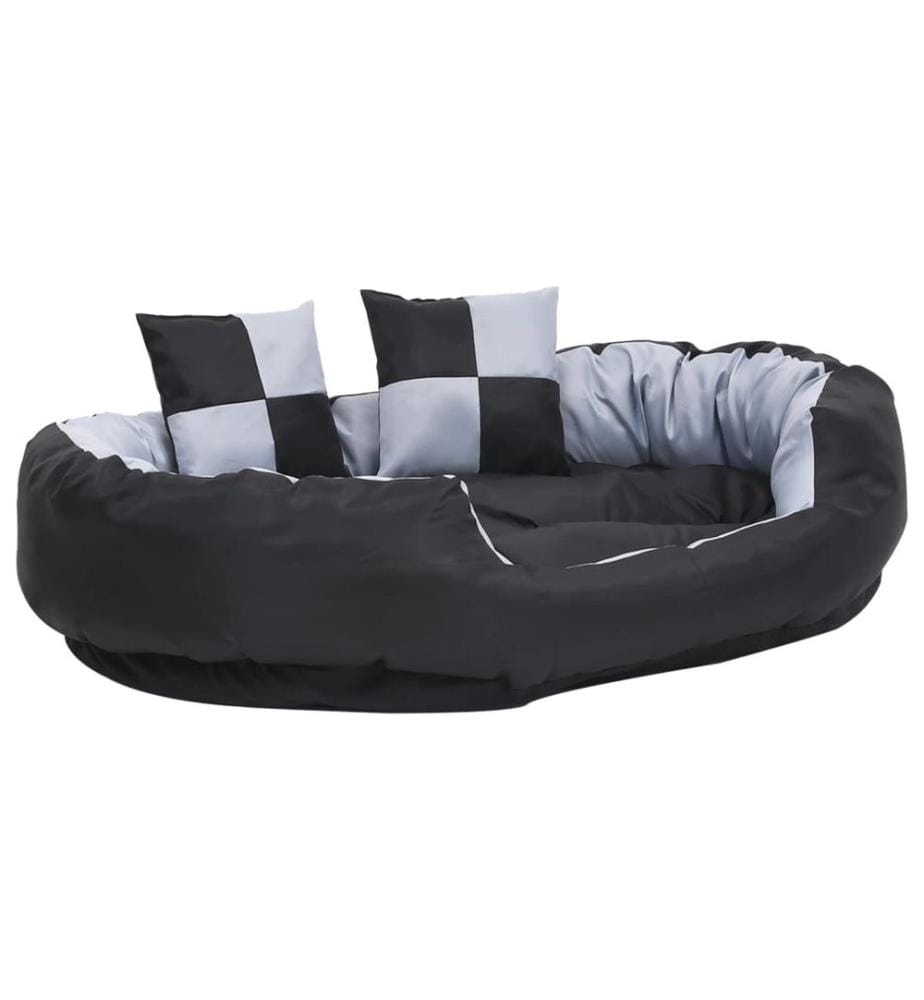 Hundekissen Wendbar und Waschbar Grau und Schwarz 110x80x23 cm
