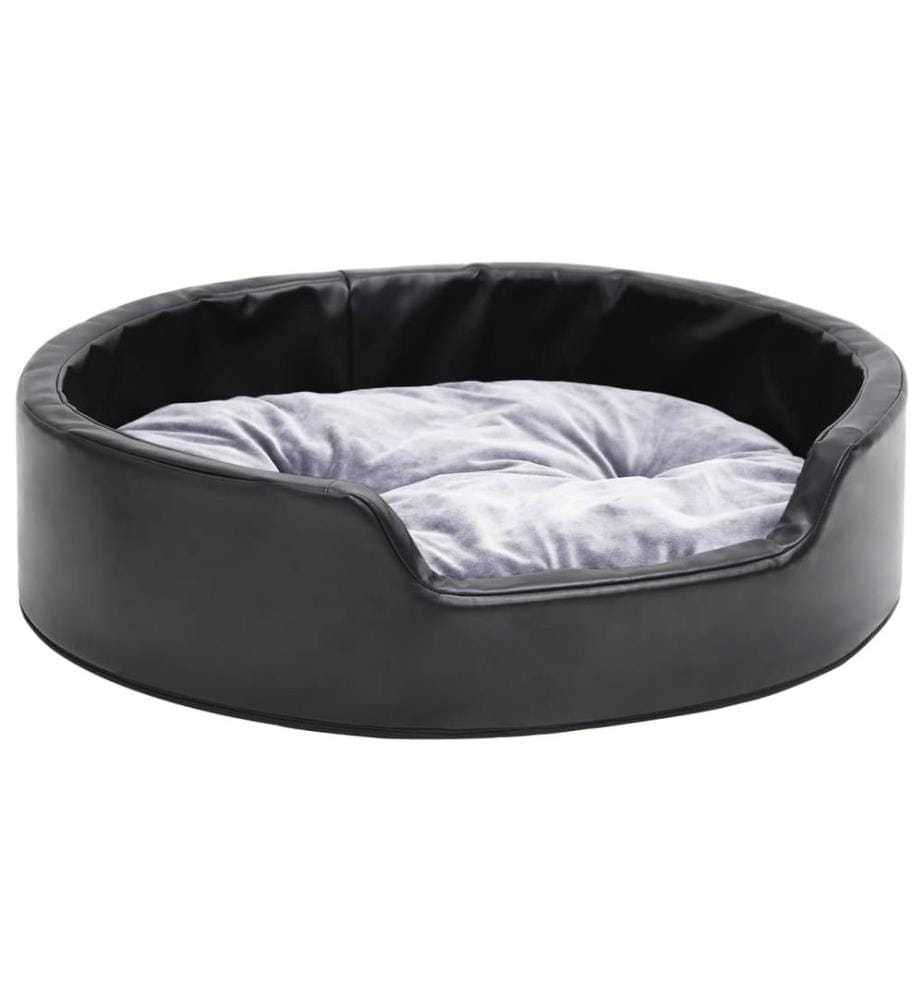 Hundebett Schwarz-Grau 69x59x19 cm Plüsch und Kunstleder