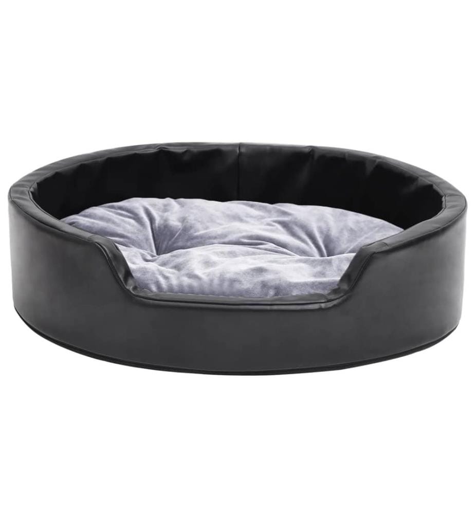 Hundebett Schwarz-Grau 69x59x19 cm Plüsch und Kunstleder