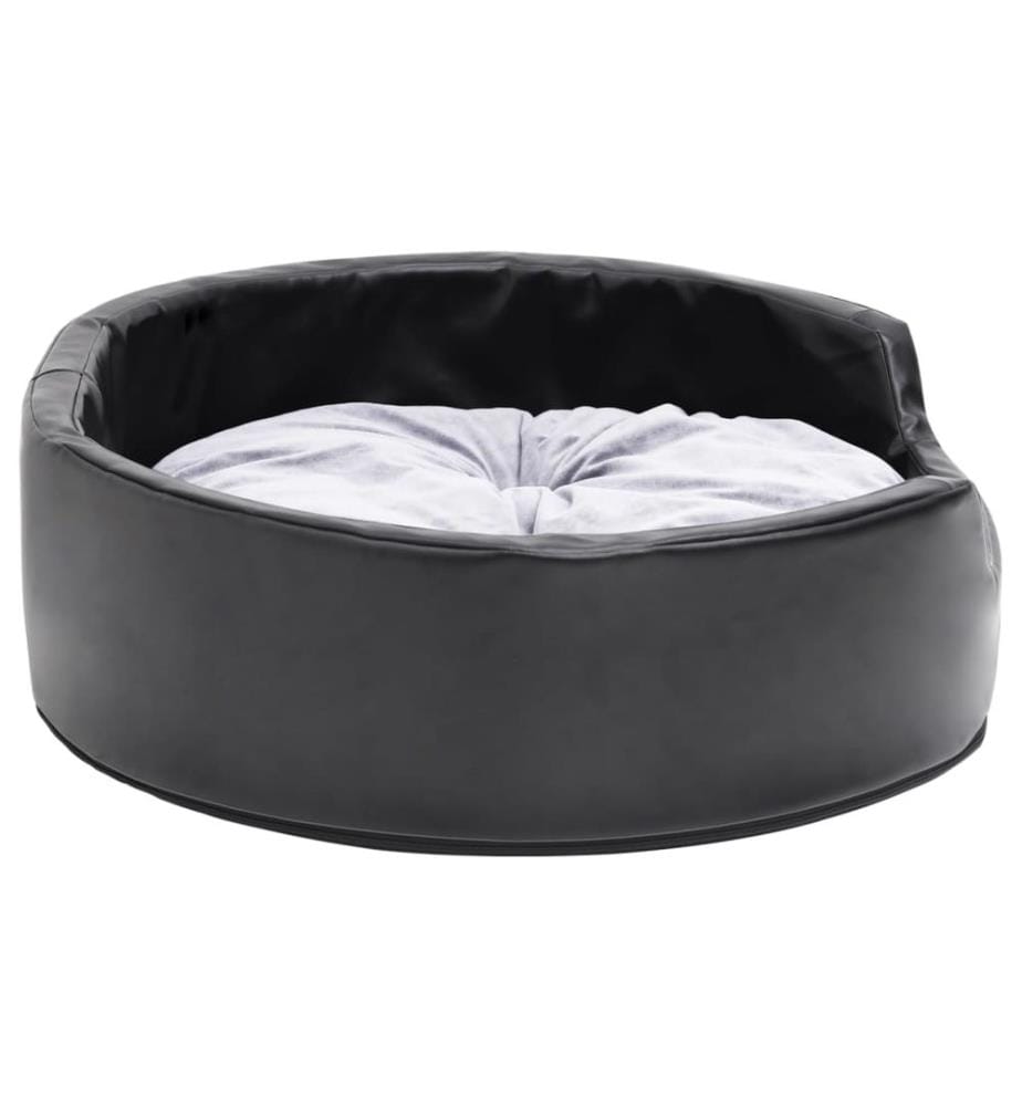 Hundebett Schwarz-Grau 69x59x19 cm Plüsch und Kunstleder