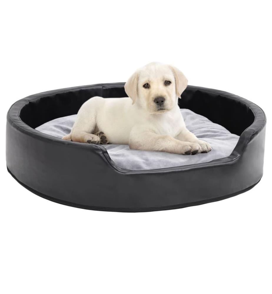 Hundebett Schwarz-Grau 79x70x19 cm Plüsch und Kunstleder