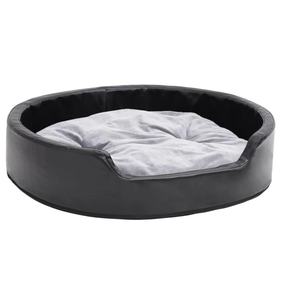 Hundebett Schwarz-Grau 79x70x19 cm Plüsch und Kunstleder