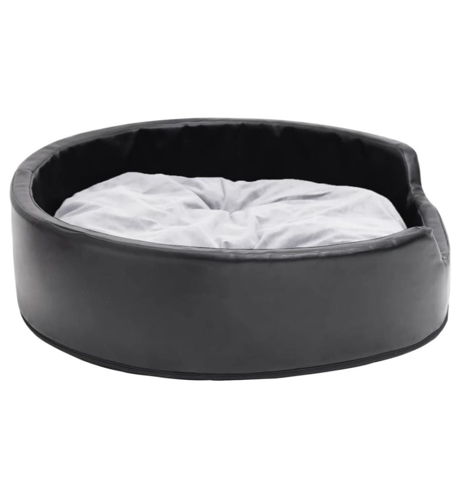 Hundebett Schwarz-Grau 79x70x19 cm Plüsch und Kunstleder