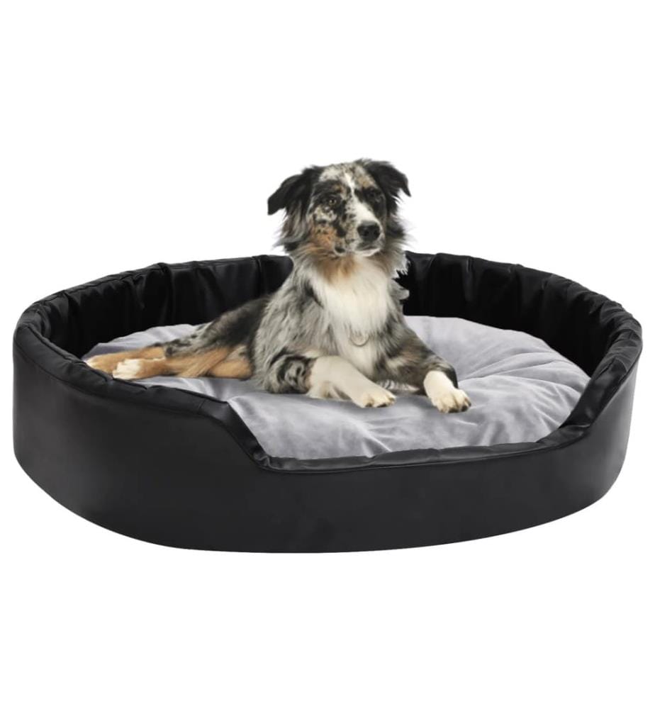 Hundebett Schwarz-Grau 90x79x20 cm Plüsch und Kunstleder